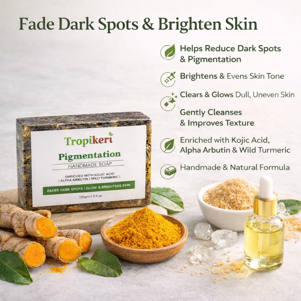 Pigmentation Handmade Soap, Enriched with Kojic Acid, Alpha Arbutin, Wild Turmeric, 100gm - Image 2